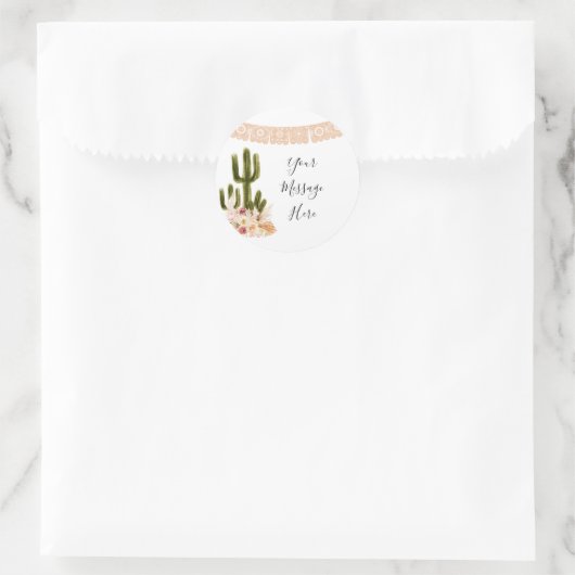 ボホー カクタス フラワーリー あなたのメッセージはこちら ステッカー (バッグ)