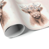 ボホー ハイランド牛 フラワーリング・ローレル ラッピングペーパー (ロールコーナー)