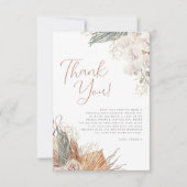 ボホー ホワイト オーキッド & パンパス グラス ブライダル シャワー サンキューカード (正面)