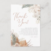 ボホー ホワイト オーキッド & パンパス グラス ブライダル シャワー サンキューカード (正面)