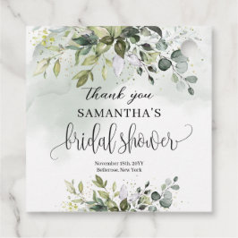 ボホー ユーカリ グリーン ブランチ ゴールド ブライダル フェイバータグ