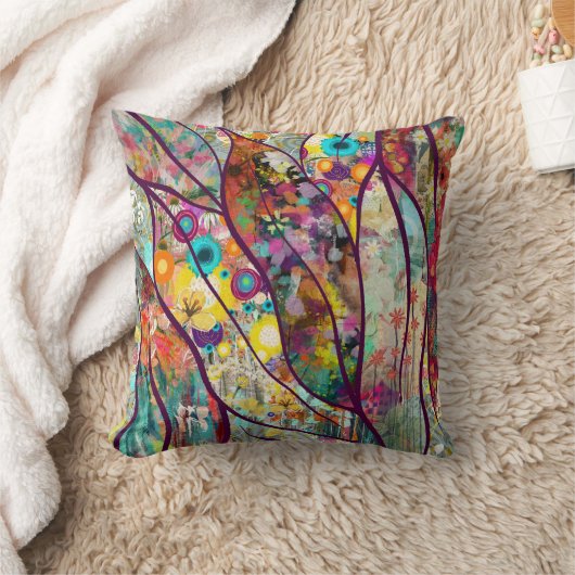 ボホ万華鏡のように千変万化するパターン-自然インスパイアフローラアート –  クッション (ブランケット)