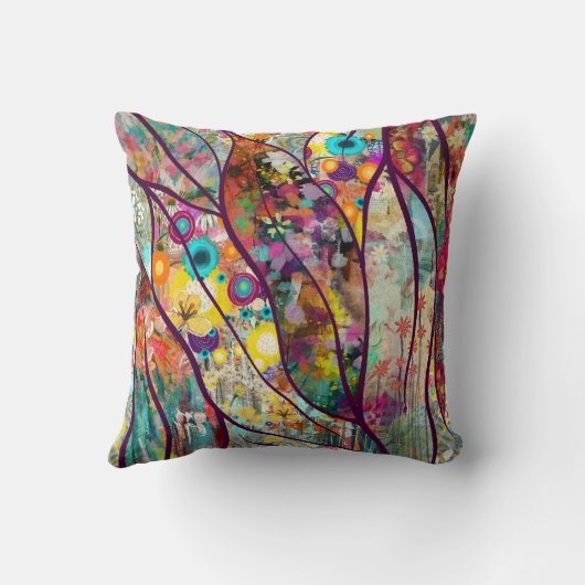 ボホ万華鏡のように千変万化するパターン-自然インスパイアフローラアート –  クッション (裏面)