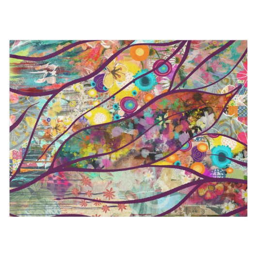 ボホ万華鏡のように千変万化するパターン-自然インスパイアフローラアート –  テーブルクロス (正面(横))