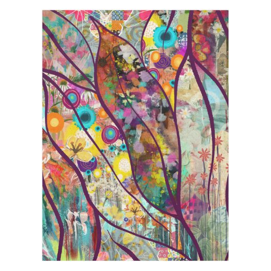 ボホ万華鏡のように千変万化するパターン-自然インスパイアフローラアート –  テーブルクロス (正面)