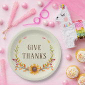 ボホ与え感謝していスひまわり素朴感謝祭 ペーパープレート (パーティー)