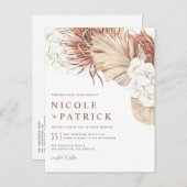 ボホ乾燥パーム葉の花と結婚蘭 インビテーションポストカード (正面/裏面)