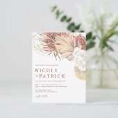 ボホ乾燥パーム葉の花と結婚蘭 インビテーションポストカード (スタンド正面)