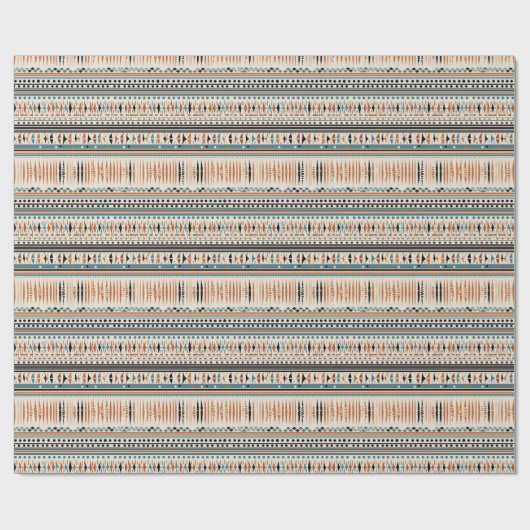 ボホ先住民インディアンエスニックモチーフ幾何学海軍 ラッピングペーパー (フラット)