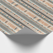 ボホ先住民インディアンエスニックモチーフ幾何学海軍 ラッピングペーパー (角)