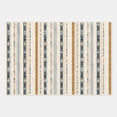 ボホ先住民エスニック海軍の錆びたテラコッタストライプ ラッピングペーパーシート (正面3)