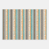 ボホ先住民エスニック海軍の錆びたテラコッタストライプ ラッピングペーパーシート (正面3)