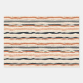 ボホ先住民エスニック海軍の錆びたテラコッタストライプ ラッピングペーパーシート (正面3)