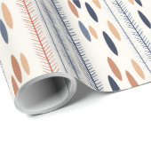 ボホ先住民オーナメントネイビーテラコッタアイボリーエスニック ラッピングペーパー (ロールコーナー)