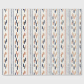 ボホ先住民オーナメントネイビーテラコッタアイボリーエスニック ラッピングペーパー (フラット)