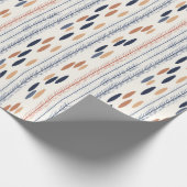 ボホ先住民オーナメントネイビーテラコッタアイボリーエスニック ラッピングペーパー (角)