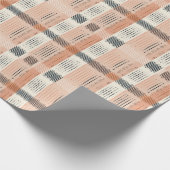 ボホ先住民オーナメントネイビー赤面幾何学民族 ラッピングペーパー (角)