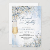 ボホ冬の花は緑のブランチと泡立つ 招待状 (正面/裏面)