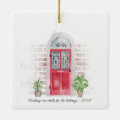 ボホ初めてのクリスマスズニューホームレッドドアシックプランツ セラミックオーナメント (裏面)