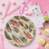 ボホ動揺して羽パターン ペーパープレート (パーティー)