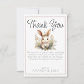 ボホ動物可愛いウサギ植物巣作りパーティー サンキューカード (正面)