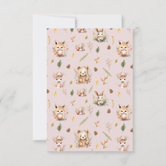 ボホ動物可愛いウサギ植物巣作りパーティー サンキューカード (裏面)