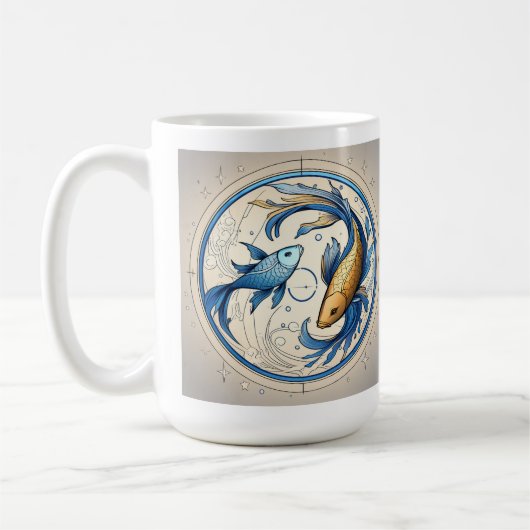 ボホ占星術魚座の水色 コーヒーマグカップ (左)
