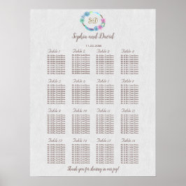 ボホ多肉性サボテンリース結婚の座席表 ポスター