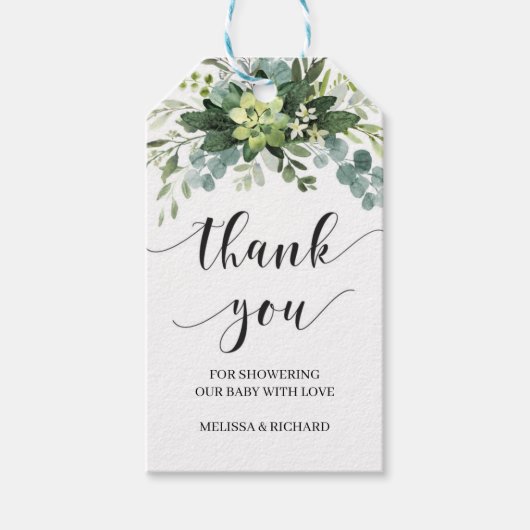 ボホ多肉植物の葉の赤ちゃんシャワー ギフトタグ (正面)