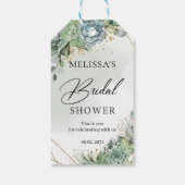 ボホ多肉花グリーンリー金ゴールドブライダルシャワー ギフトタグ (裏面)