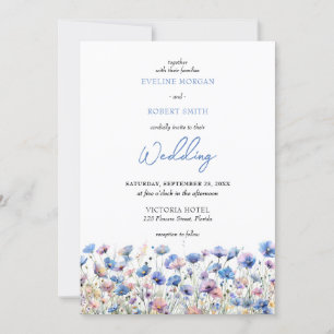 ボホ夢見るような青い野生の花の牧草地フローラ 招待状