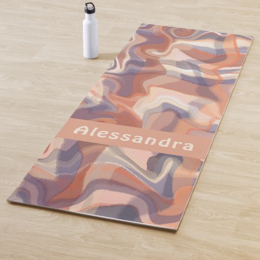 ボホ大理石モノグラムタータンチェックオレンジブラウンパープル ヨガマット (インサイチュ)