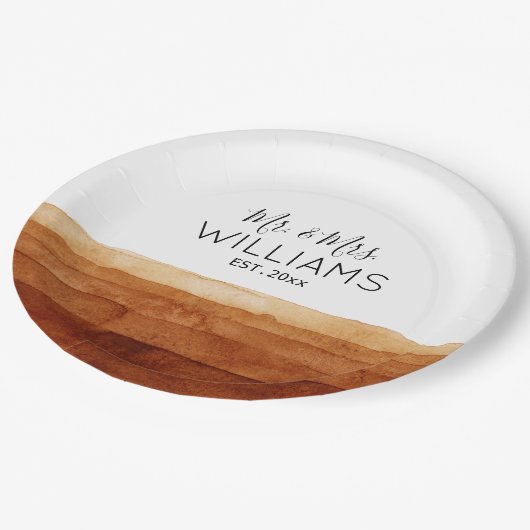 ボホ夫妻の水彩画抽象芸術砂漠 ペーパープレート (アングル)