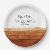 ボホ夫妻の水彩画抽象芸術砂漠 ペーパープレート (正面)