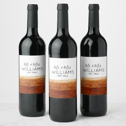 ボホ夫妻の水彩画抽象芸術砂漠 ワインラベル (ボトル)