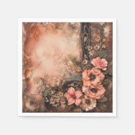 ボホ女性のカーボーイウェスタン結婚フローラズナプキンス スタンダードカクテルナプキン