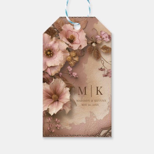 ボホ女性のカーボーイウェスタン花模様結婚ズナプキンス ギフトタグ (正面)