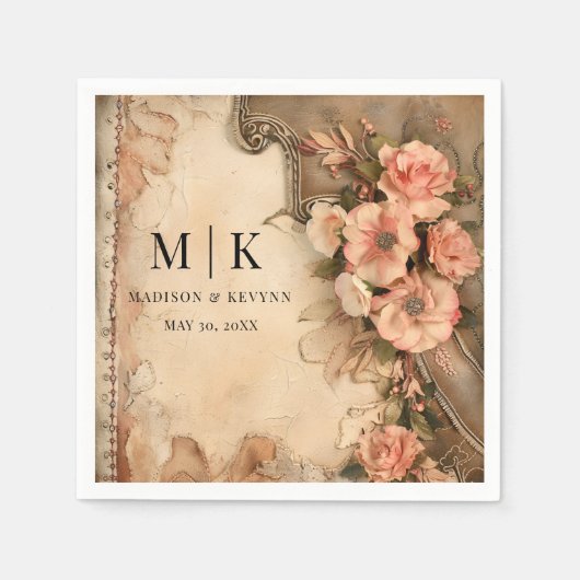 ボホ女性のカーボーイウェスタン花模様結婚ズナプキンス スタンダードカクテルナプキン (正面)