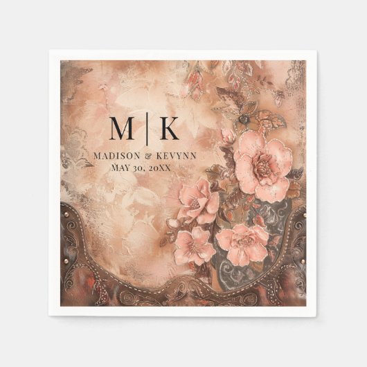 ボホ女性のカーボーイウェスタン花模様結婚ズナプキンス スタンダードカクテルナプキン (正面)