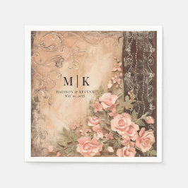 ボホ女性のカーボーイウェスタン花模様結婚ズナプキンス スタンダードカクテルナプキン