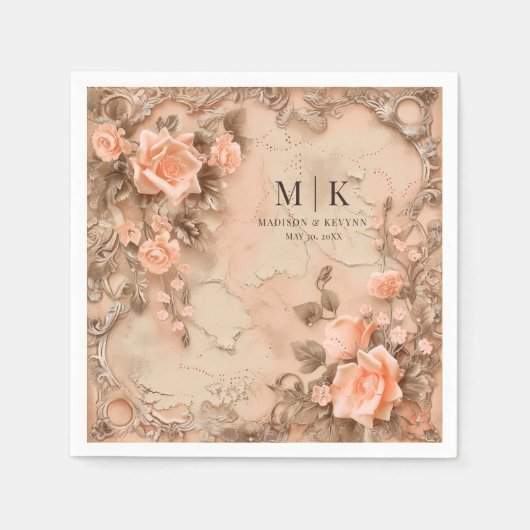 ボホ女性のカーボーイウェスタン花模様結婚ズナプキンス スタンダードカクテルナプキン (正面)