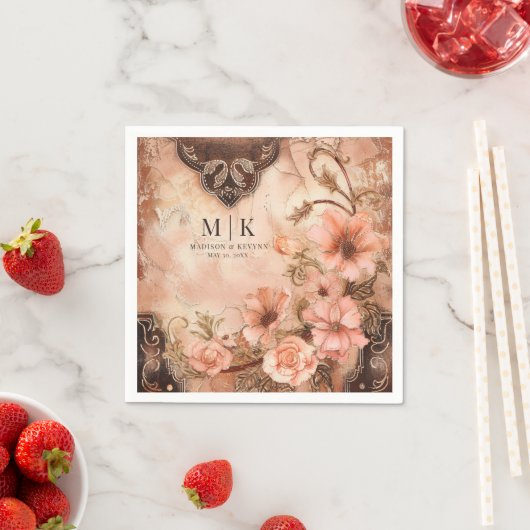 ボホ女性のカーボーイウェスタン花模様結婚ズナプキンス スタンダードカクテルナプキン (インサイチュ)