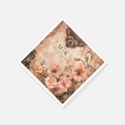 ボホ女性のカーボーイウェスタン花模様結婚ズナプキンス スタンダードカクテルナプキン (角)