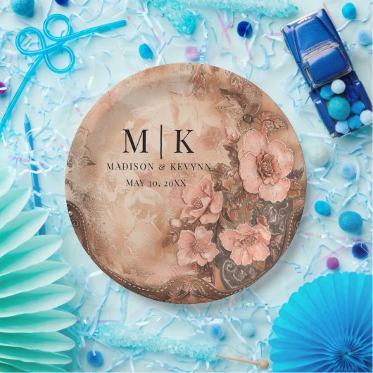 ボホ女性のカーボーイウェスタン花模様結婚ズ ペーパープレート (パーティー)