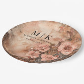 ボホ女性のカーボーイウェスタン花模様結婚ズ ペーパープレート (アングル)