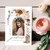 ボホ女性のカーボーイカントリーウェスタン写真卒業 案内状