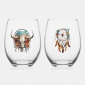 ボホ女性のカーボーイソーシャルクラブステムレスワイングラス ステムなしワイングラス (正面)