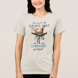 ボホ女性のカーボーイハットTシャツ トライブレンドTシャツ