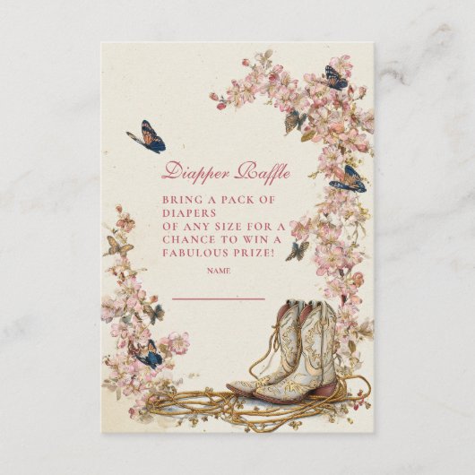 ボホ女性のカーボーイブーツおむつラッフル エンクロージャーカード (正面)