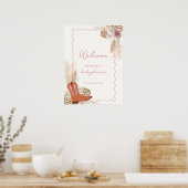 ボホ女性のカーボーイブーツパンパスベビーシャワーウェルカム ポスター (キッチン)